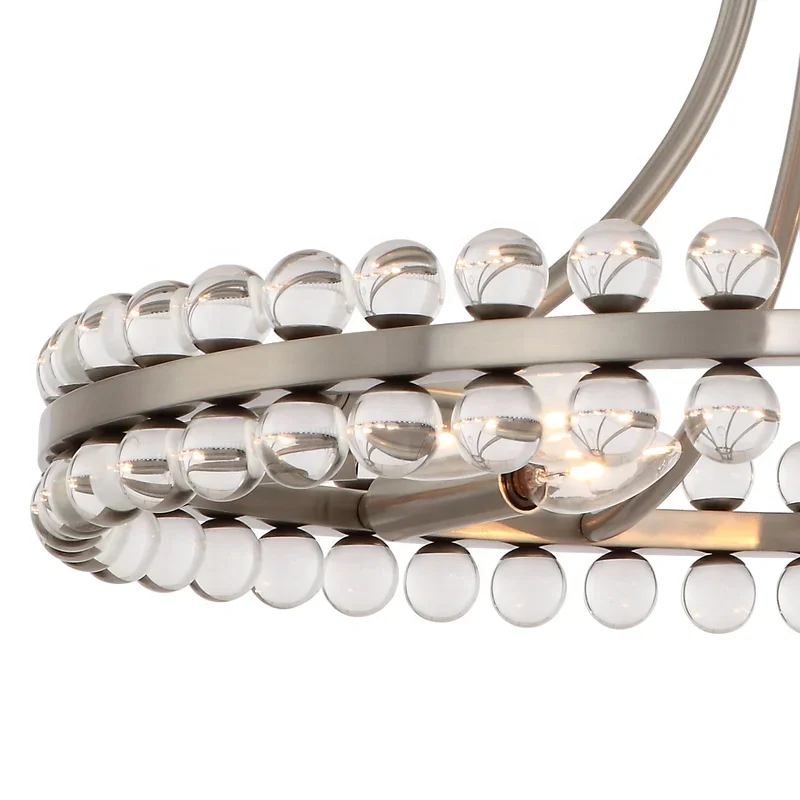 Modern Design Hotel Villa LED Round Ring K9 Crystal Balls Decorative Pendant Lamp Ceiling Light Decorative Chandelier