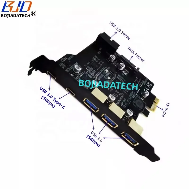 conector USB 3,2 tipo C tipo A a PCI-E 1X adaptador tarjeta de  expansión 5Gbps con enchufe interno de 19 pines SATA 15 Pines de  alimentación