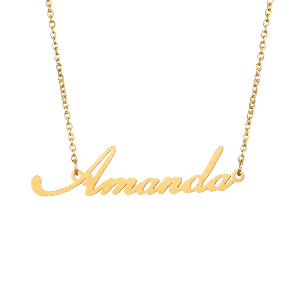 30 Names Stainless Steel Cursive Letter Necklace Olivia Sarah Kayla Name Necklace Personalized Custom Names Necklace (KSS327)