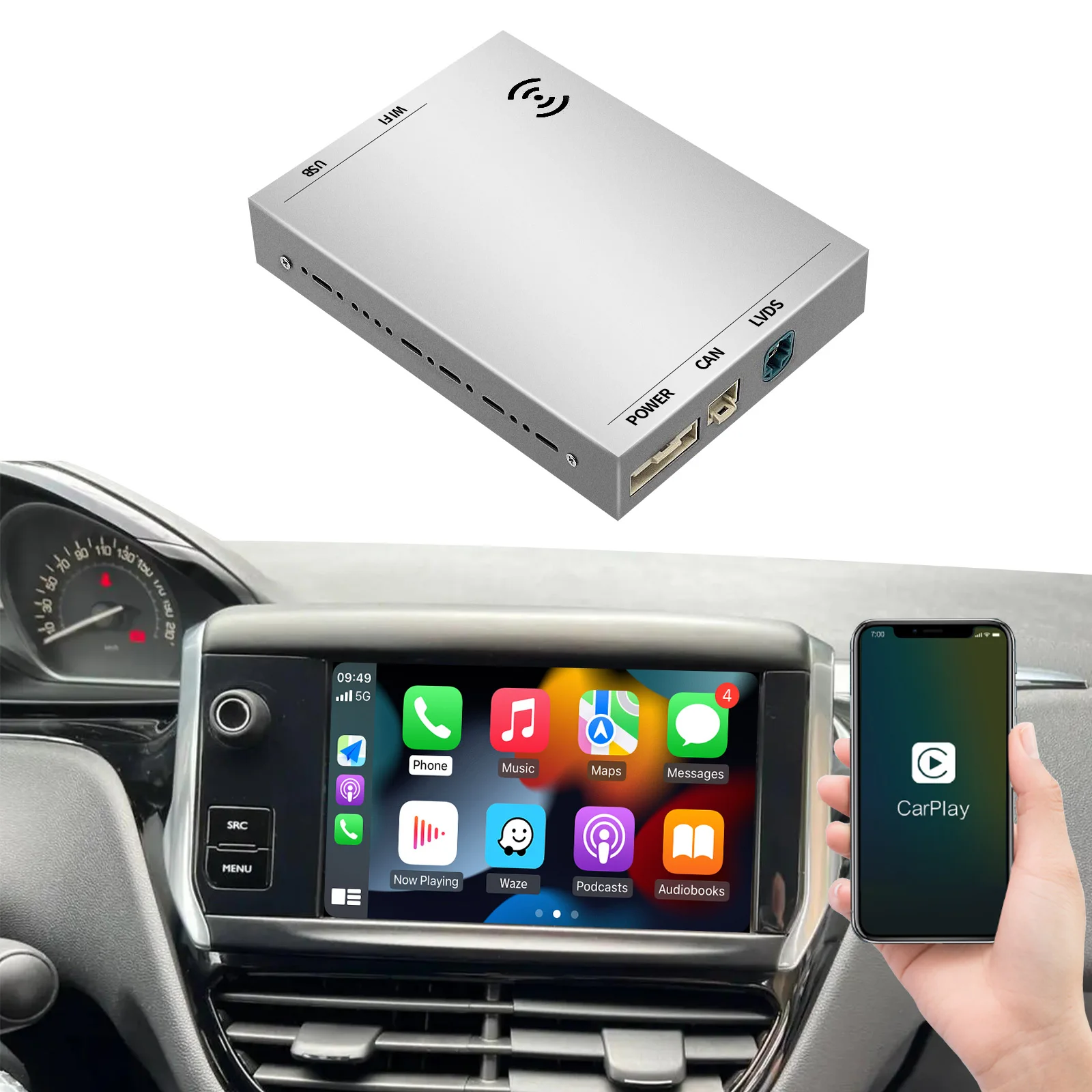 オートabc ワイヤレスCarPlay Android Autoカーステレオプレーヤー