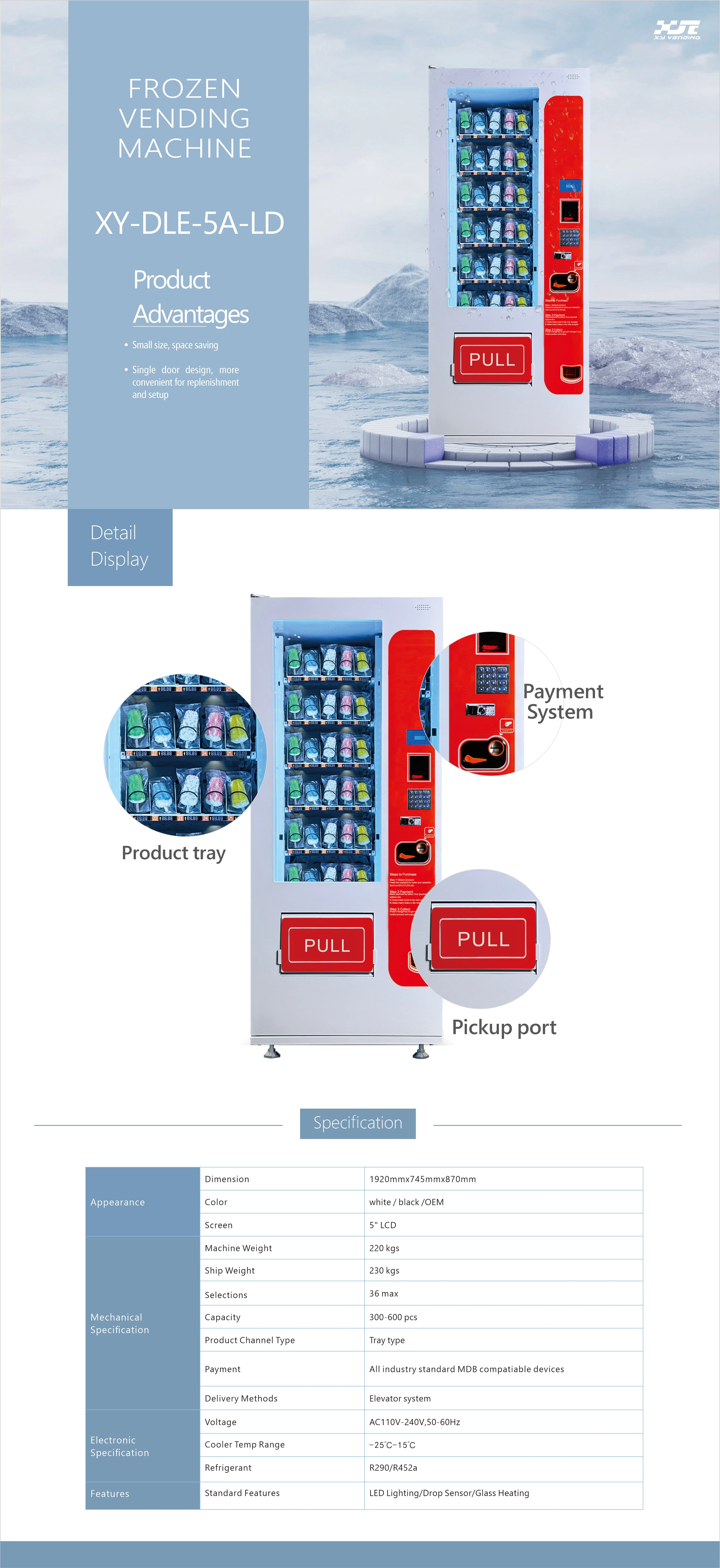 XY Small Frozen Food Vending Machine: Compact Size, Compact Design ...