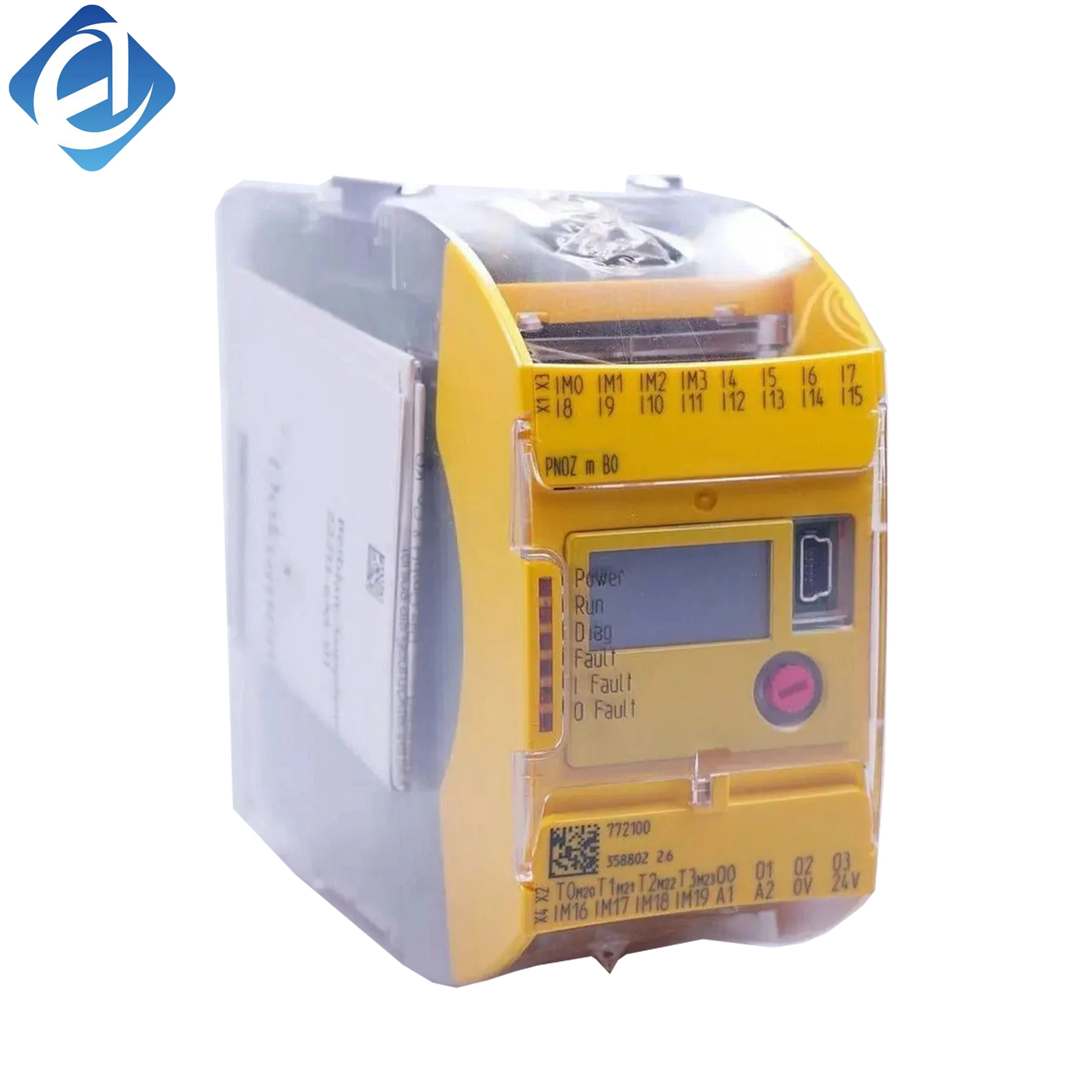 New Original  772100 Safety Base Unit, PNOZmulti 2 Series. Applied to industrial machinery safety control, emergency stop and safety door monitoring. 24VDC power supply, DIN rail installation, expandable I/O interface, stable operation,