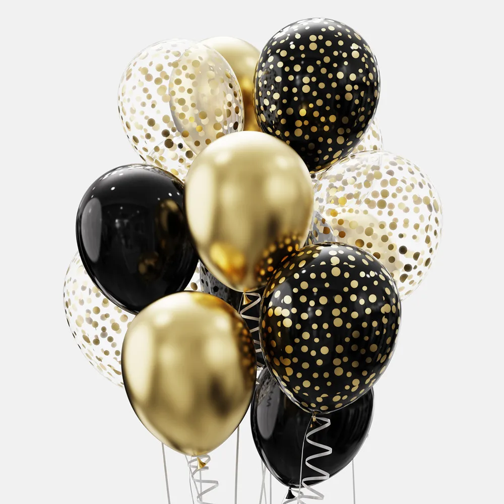 or et noir globos de latex ballons hélium polka imprimé étoiles