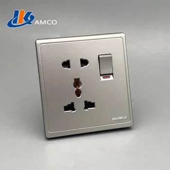 BS acrylic /plastic push button wall switch socket,  13A 5 pin  socket for Yemen  and Iraq hot selling electrical switch