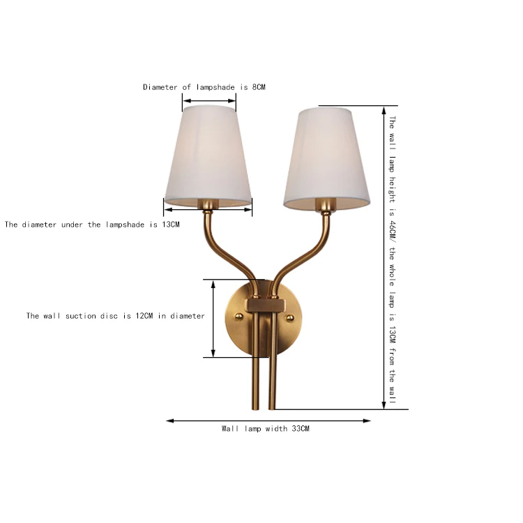 Europe and America Restore Ancient Ways Exquisite Cloth Cover Double Head Decorative for Hotel Living Room Wall Lamp