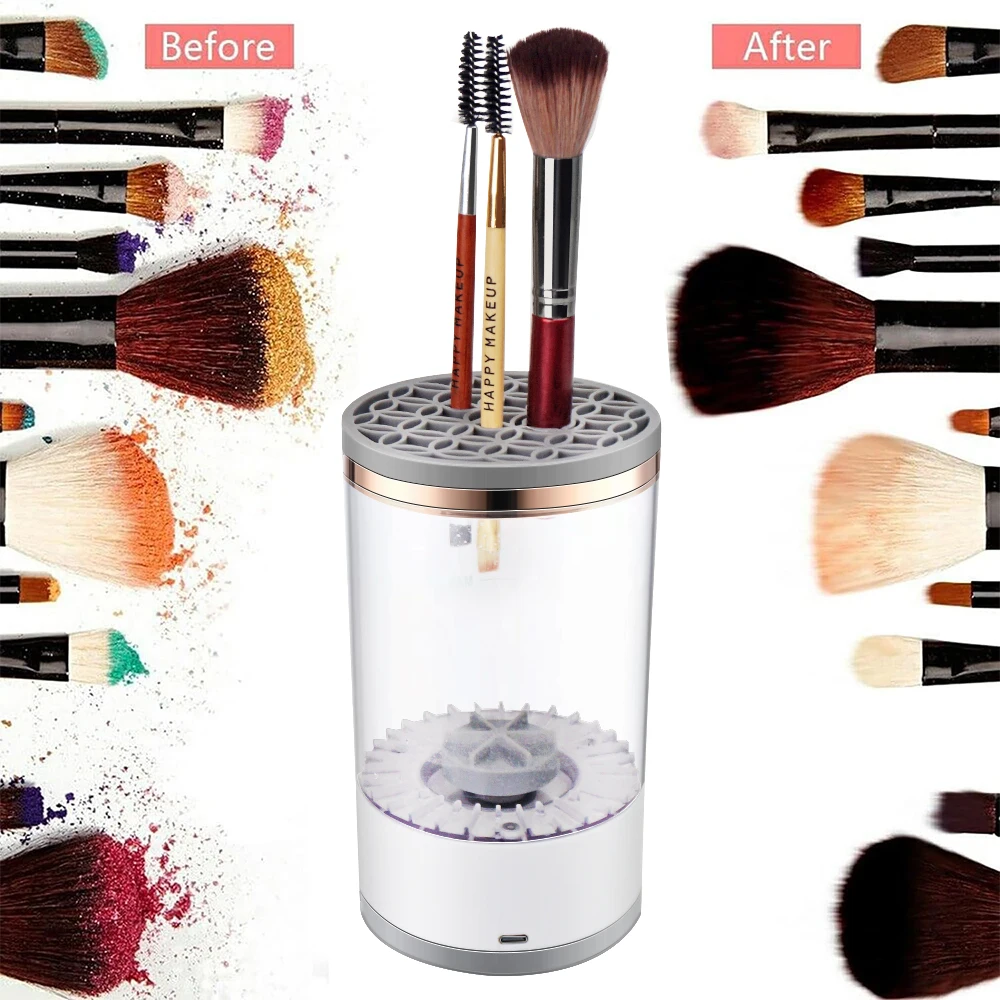 Limpiador de brochas de maquillaje eléctrico de todos los tamaños, brochas  cosméticas giratorias automáticas USB, herramientas de limpieza