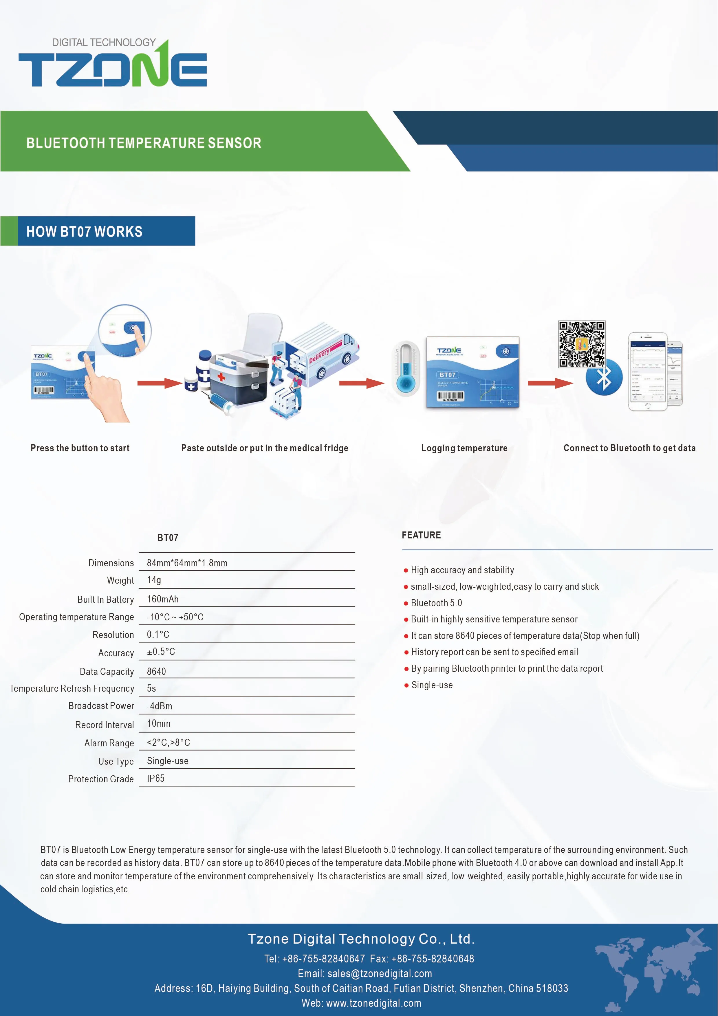 BT07 Bluetooth Temperature Data Logger - Precision & Reliability