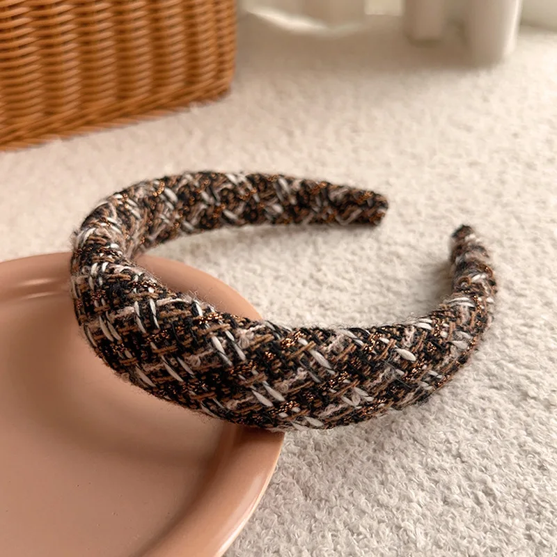 Fascia Per Capelli A Scacchiera Bianca E Nera, Imbottita, Per Donna E Ragazza, Accessorio Moda Natale