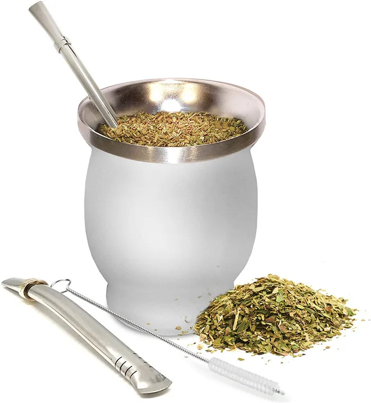 Yerba Mate Cup 304 Stainless Steel Double Wall 8oz Portable Tea