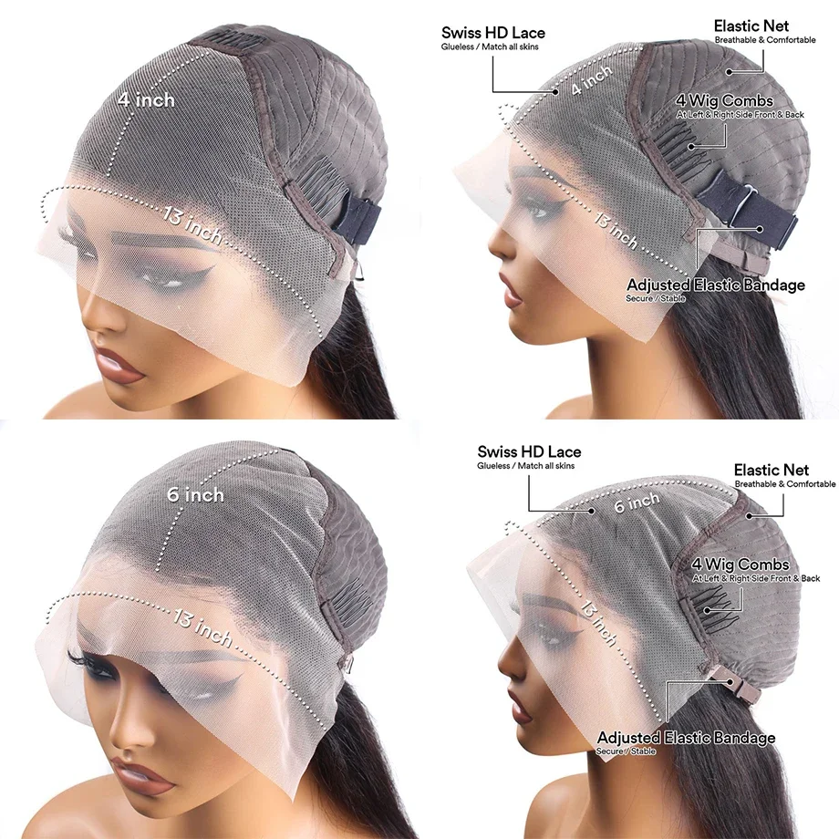 13x6 Body Wave HD Lace Frontal Echthaarperücke für Frauen 40 Zoll Brasilianische Billigperücken Ausverkauf_voghion.com