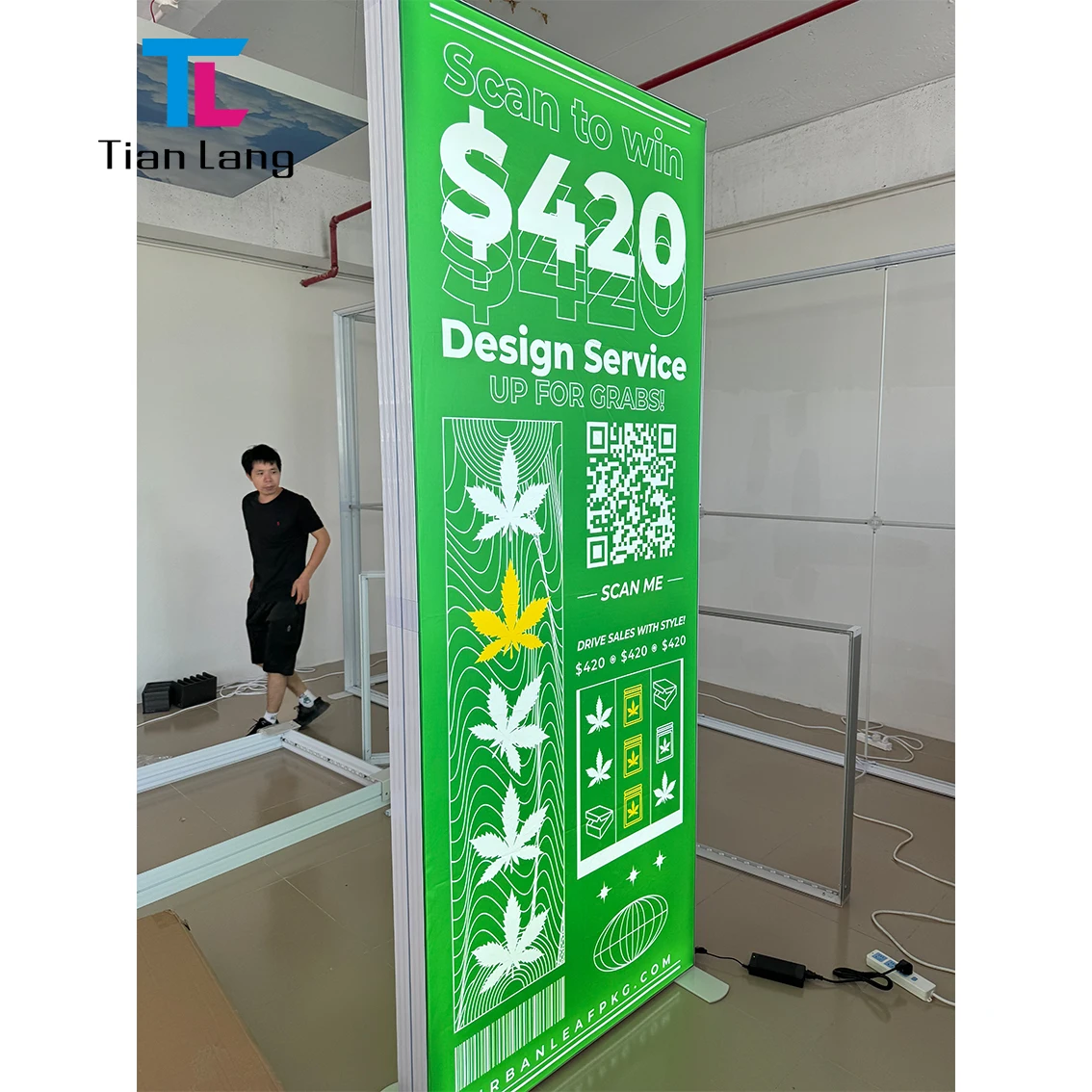 TianLang Tradeshow Exhibition Booth Display Напрежение на тъканна фонова лента Seg Pop Up Led Backlit Light Box