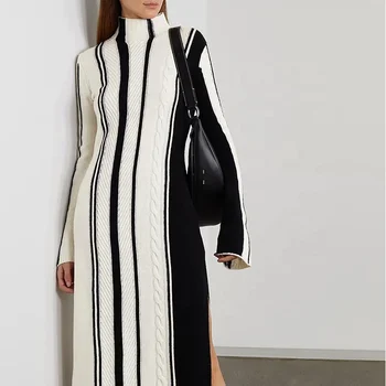 Solid long sleeve knit top featuring contrast collar and contrast stripe detail Pants Set main image 1