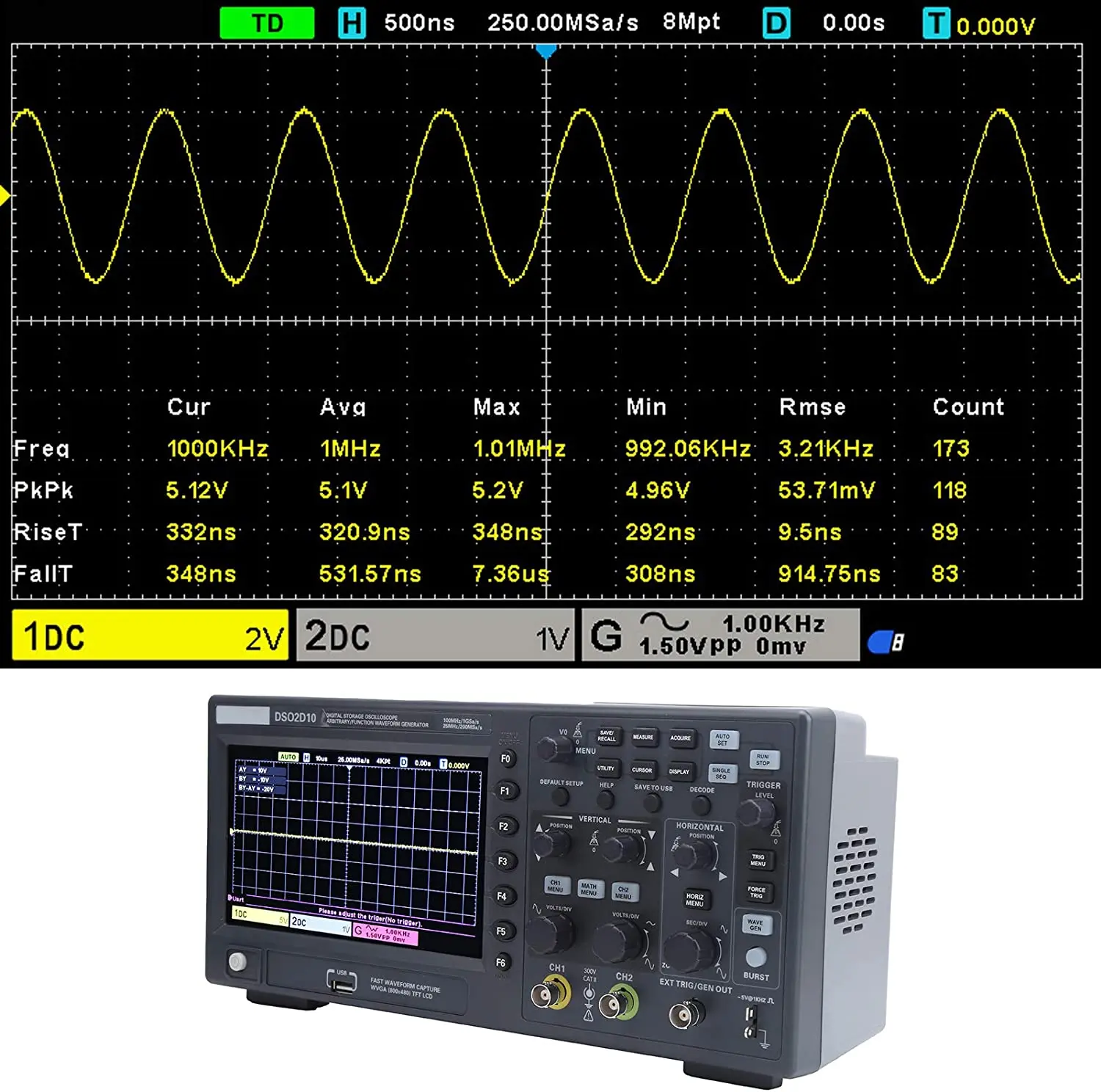 Student Use 200MHz 2 Channel Color Digital Oscilloscope Probes Osclloscope Probe Good Quality Probes 20MHz 40MHz 60MHz 100MHz