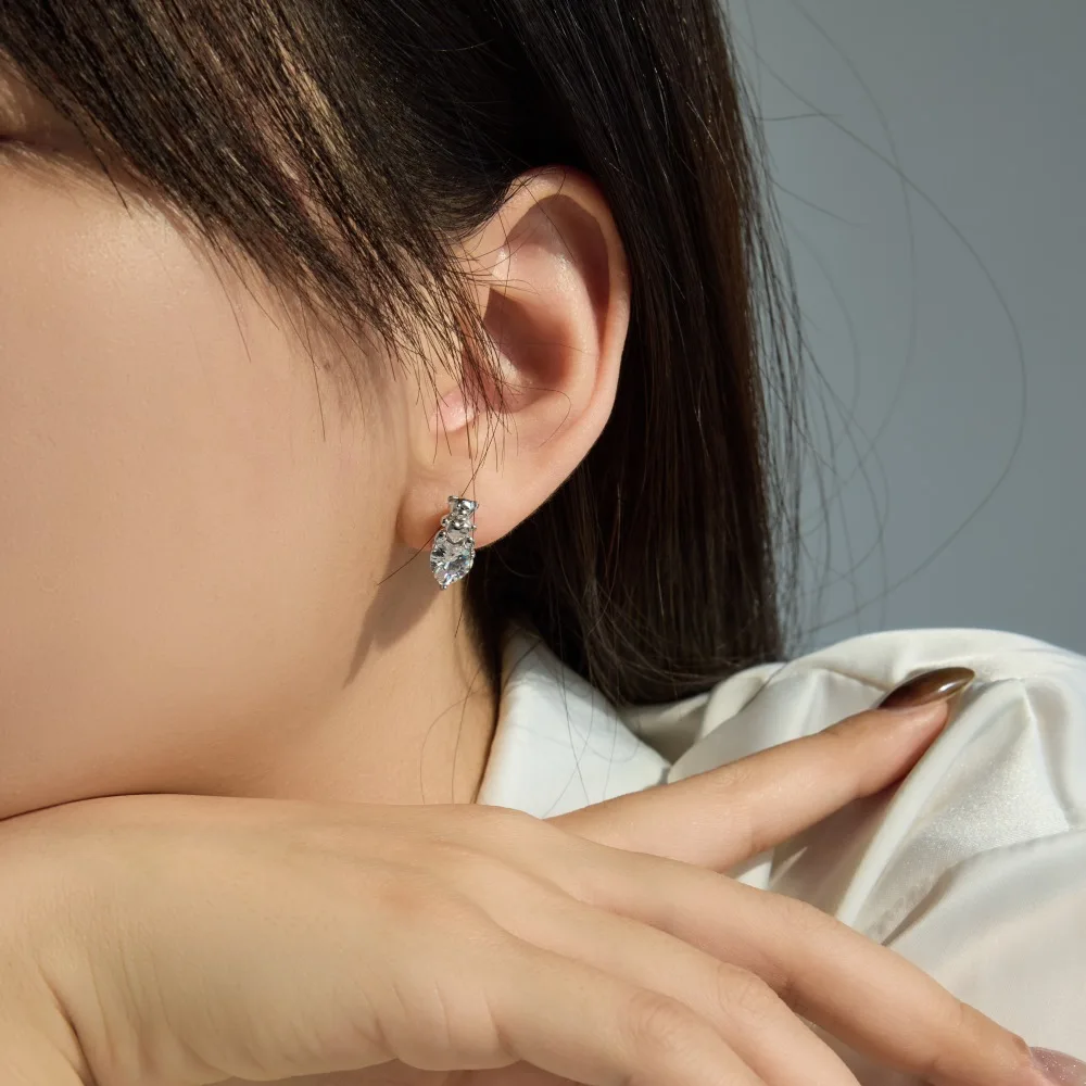 KAKODIY Cute Design Mini Fine Jewelry Rhodium Plated Champagne Gold 925 Sterling Silver 5A Cubic Zirconia Bear Heart Stud Earrings Women detail 2