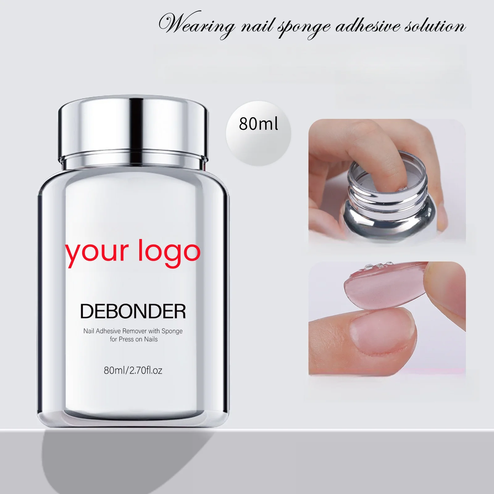 Custom Logo Quickly 20/80ml Nail Glue Easy Removal Liquid Spray Press on Nail Remover for Nail Tips Acrylic Adhesive