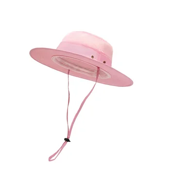 Custom Sunscreen Breathable UV-Resistant Quick Dry Wide Brim Bucket Hat with Mesh and Adjustable Cord Lock
