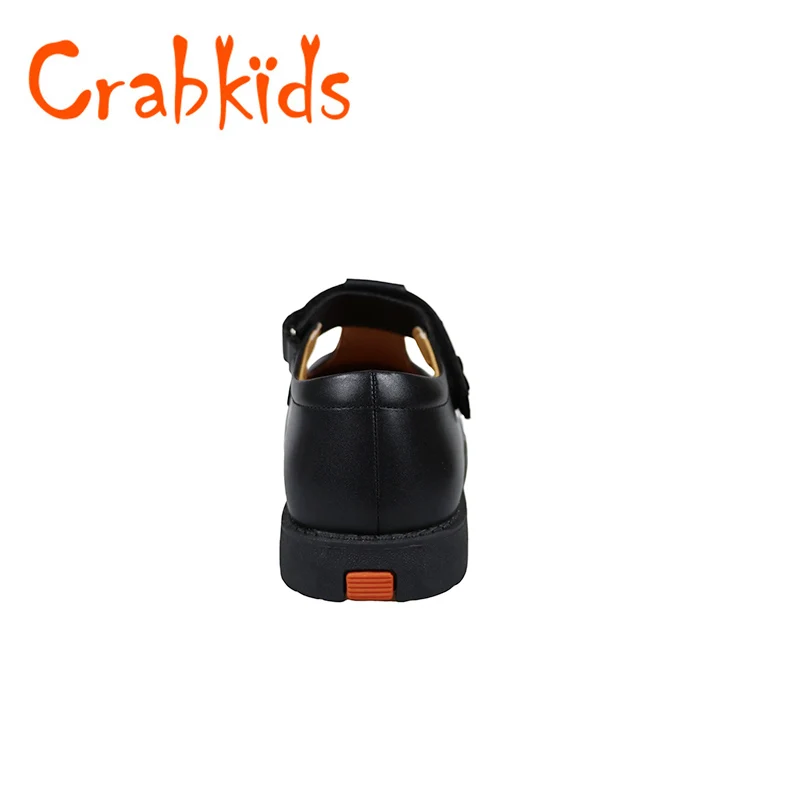 Crabkids Factory Wholesale Light Weight Kids Black School Shoes Student
