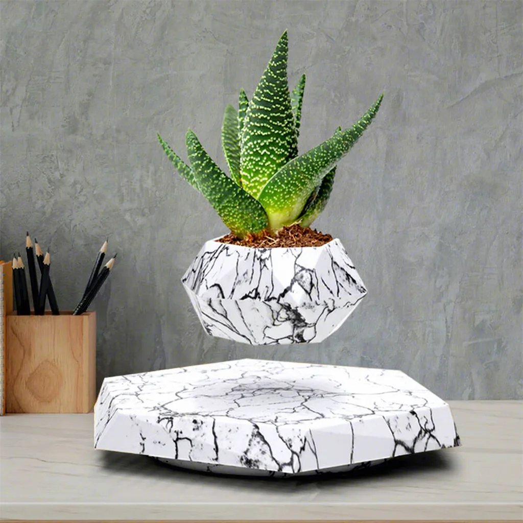 Elegant ABS Plastic Magnetic Levitation Flower Pot - Eco-Friendly