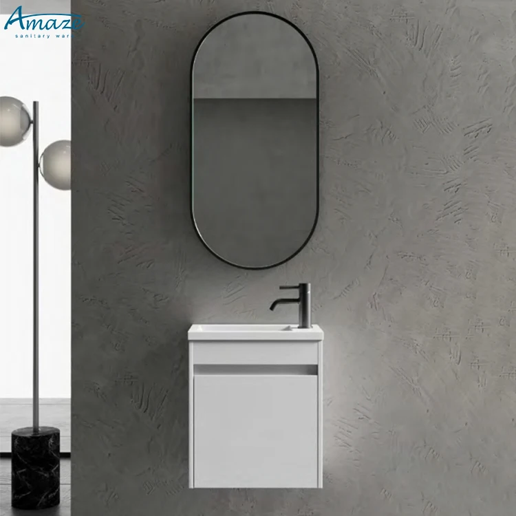 New design customized vanity with mirror wash basin for hotel bathroom sink small wall hung bathroom cabinet details