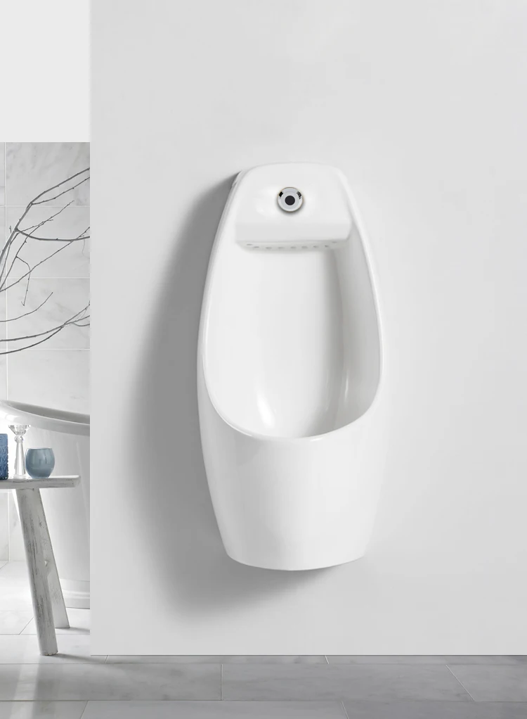 Modern Automatic Integrated Into Ceramic Wall-Mounted Eco-Friendly Water-Saving Dual-Flush Auto Sensor Male Urinal for Hotel Use