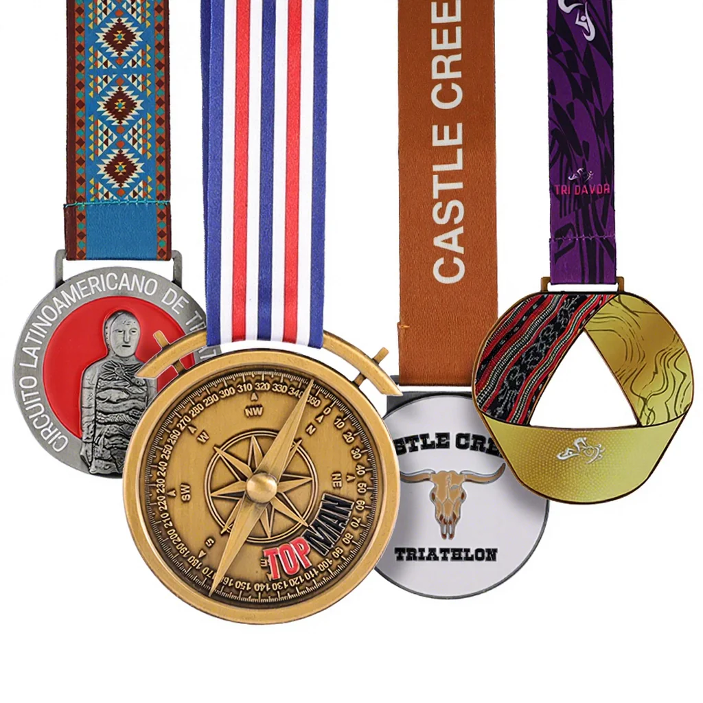 Medalha de Finisher de Triatlo Personalizada de Fábrica com Fitas, Medalha de Esporte de Natação, Bicicleta, Maratona, Medalha de Corrida de Alta Qualidade, Medalha Ironman