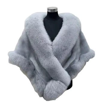 Winter New 2021 Eco Friendly bridal scarf opera cape fox fur shawl fur faux fur collar women's jackets coats