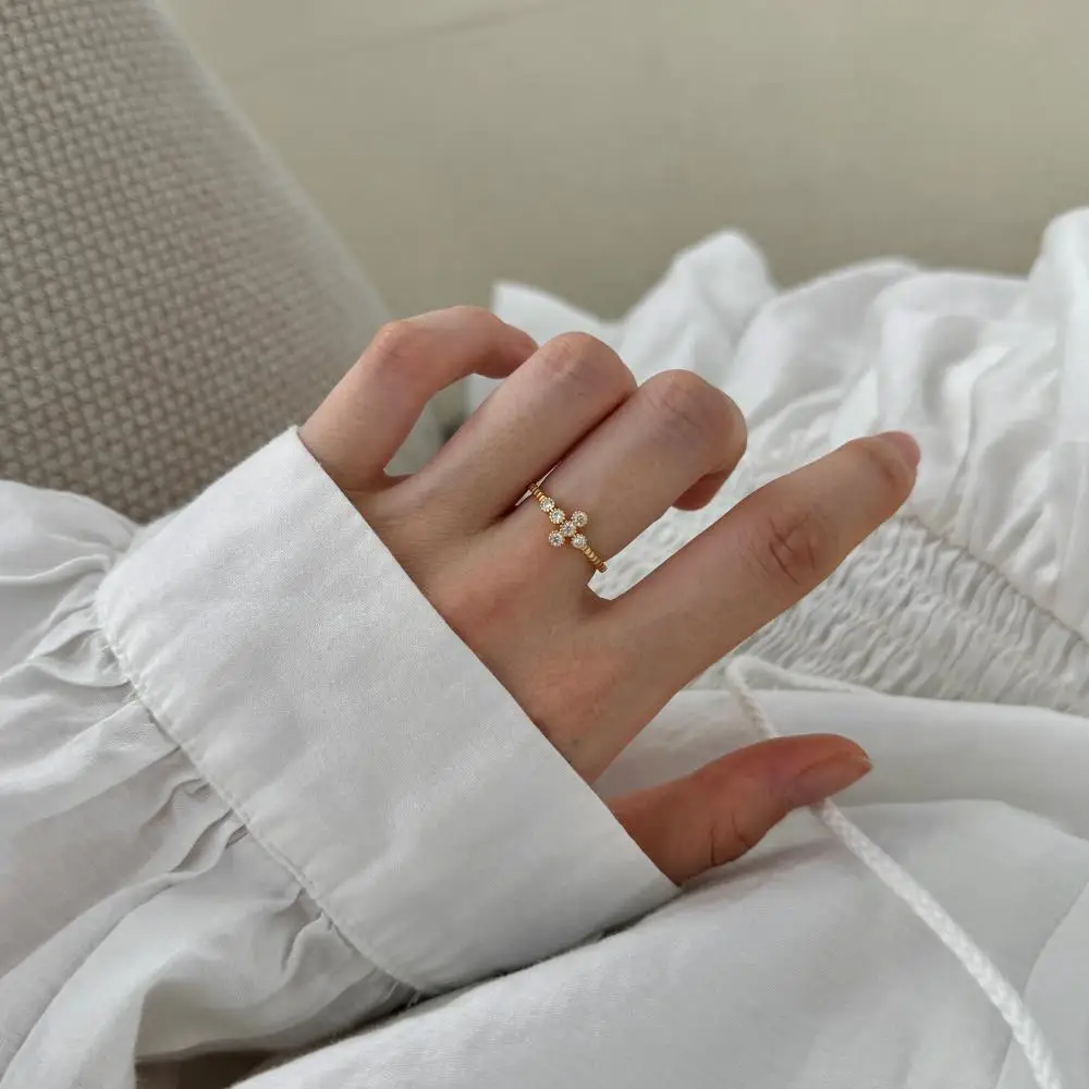 KAKODIY Promise Ring Jewelry for Women Wedding Open Adjustable 925 Sterling Silver Crossroads Flower Ring detail 5