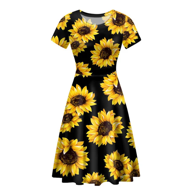 Casual Dresses Sunflower Print Sundress ...