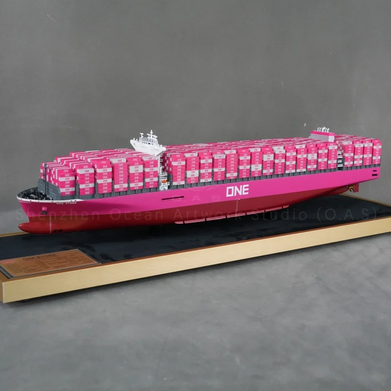 【LA】ONE Anpassbares 65 cm Metall-Containermodell, handgefertigtes Miniatur-Cargoschiff-Modell, Logistikschiff-Modell