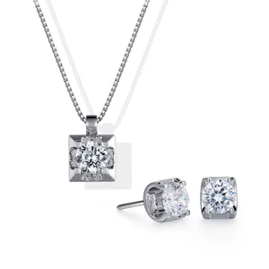 Classic Design 9k 14k 18k White Gold Jewelry Gold Necklace Pendant and Studs Earrings Jewelry Sets