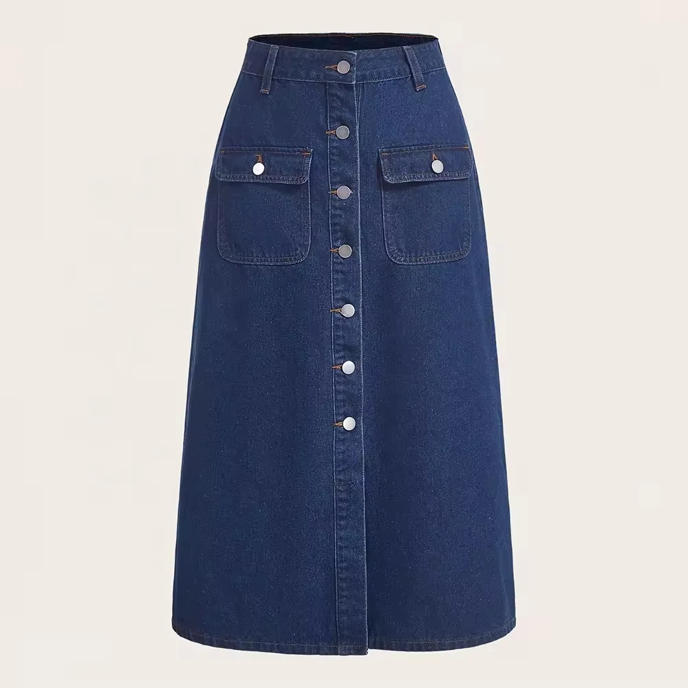 Wholesale Custom Denim Maxi Skirt for Women Straight Skirt Long Jean Skirt