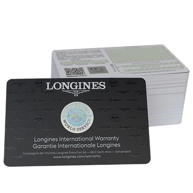 Free Samples Personal Custom Design Offset Printing Plastic Logo Glossy Matt Writable Warranty Card for Luxury Watch