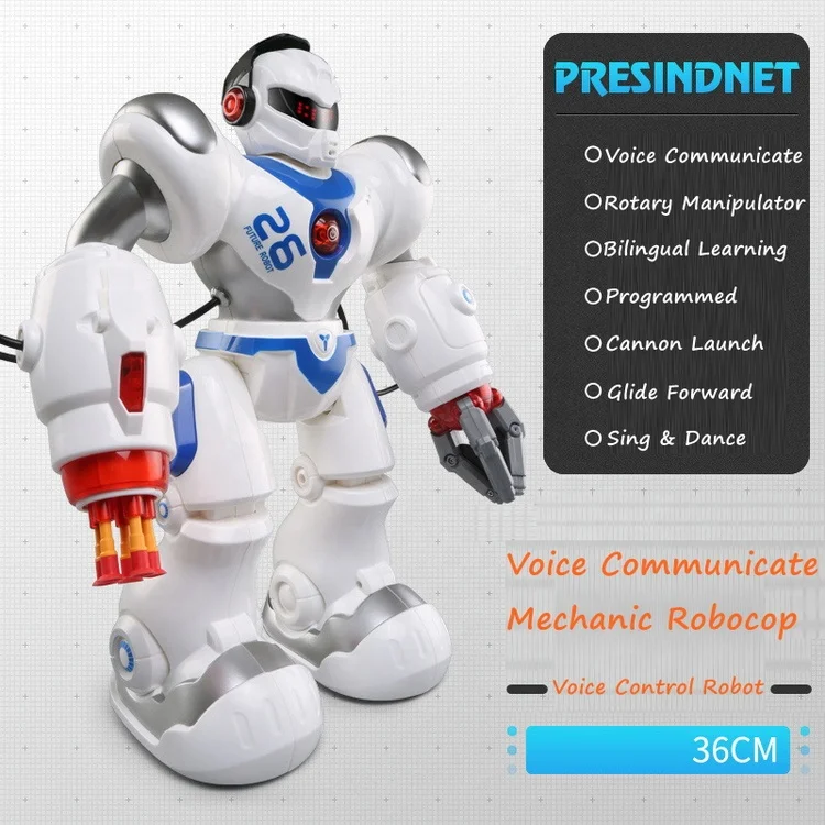 Factory New Design Big Size Remote Control Robocop Programmed Intelligent Robot Toys with Cannon Launcher and Machine Hand