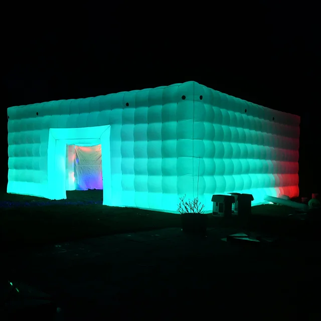 Custom Outdoor Event Rental White Pvc Waterproof Portable Blow up LED Light Disco NightClub Cube Inflatable Party Tent