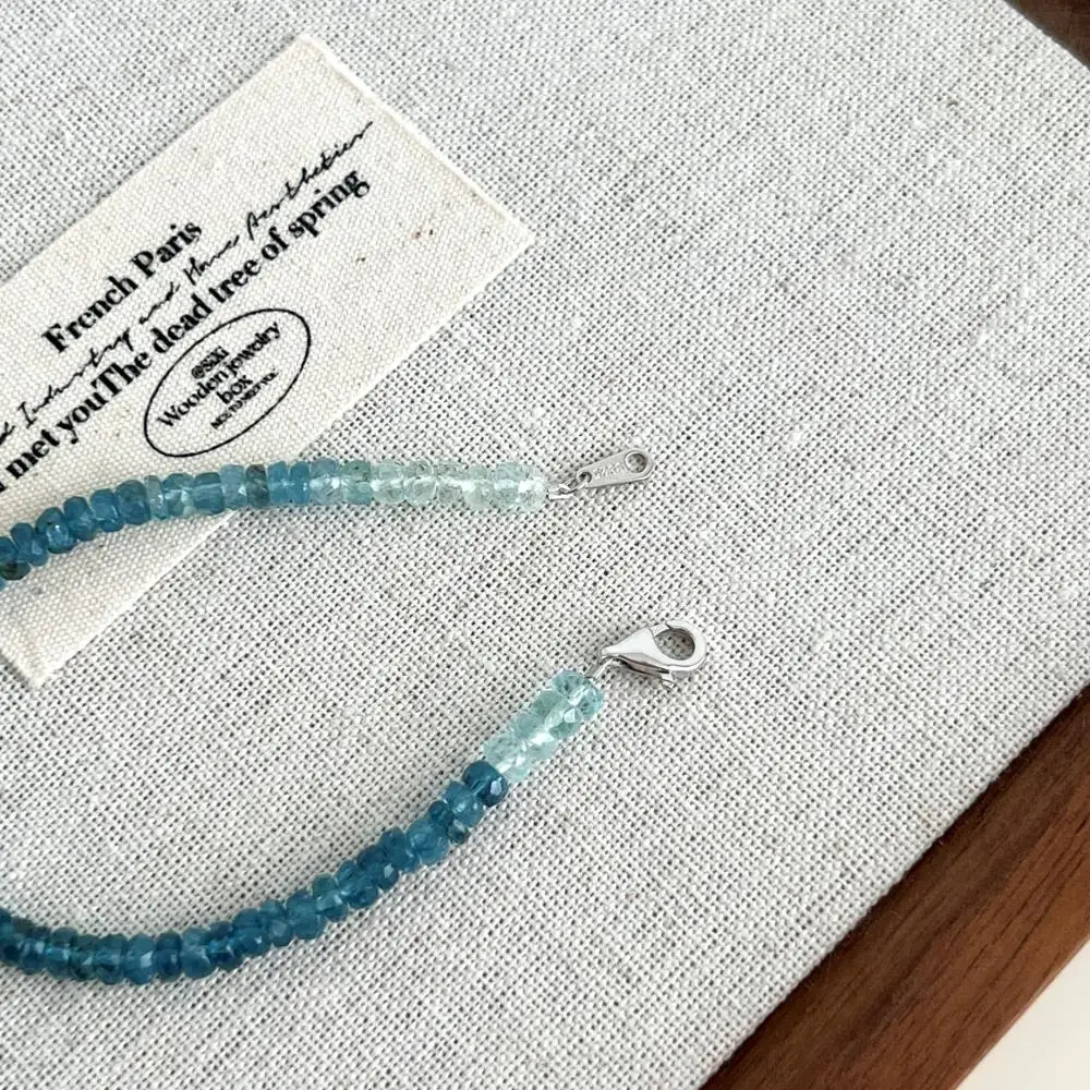 KAKODIY natural gradient sapphire beads 925 sterling silver jewelry bead bracelet detail 4