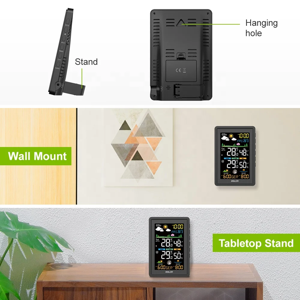 BALDR Wireless Weather Station with Weather Forecast Radio Controlled Alarm Clock