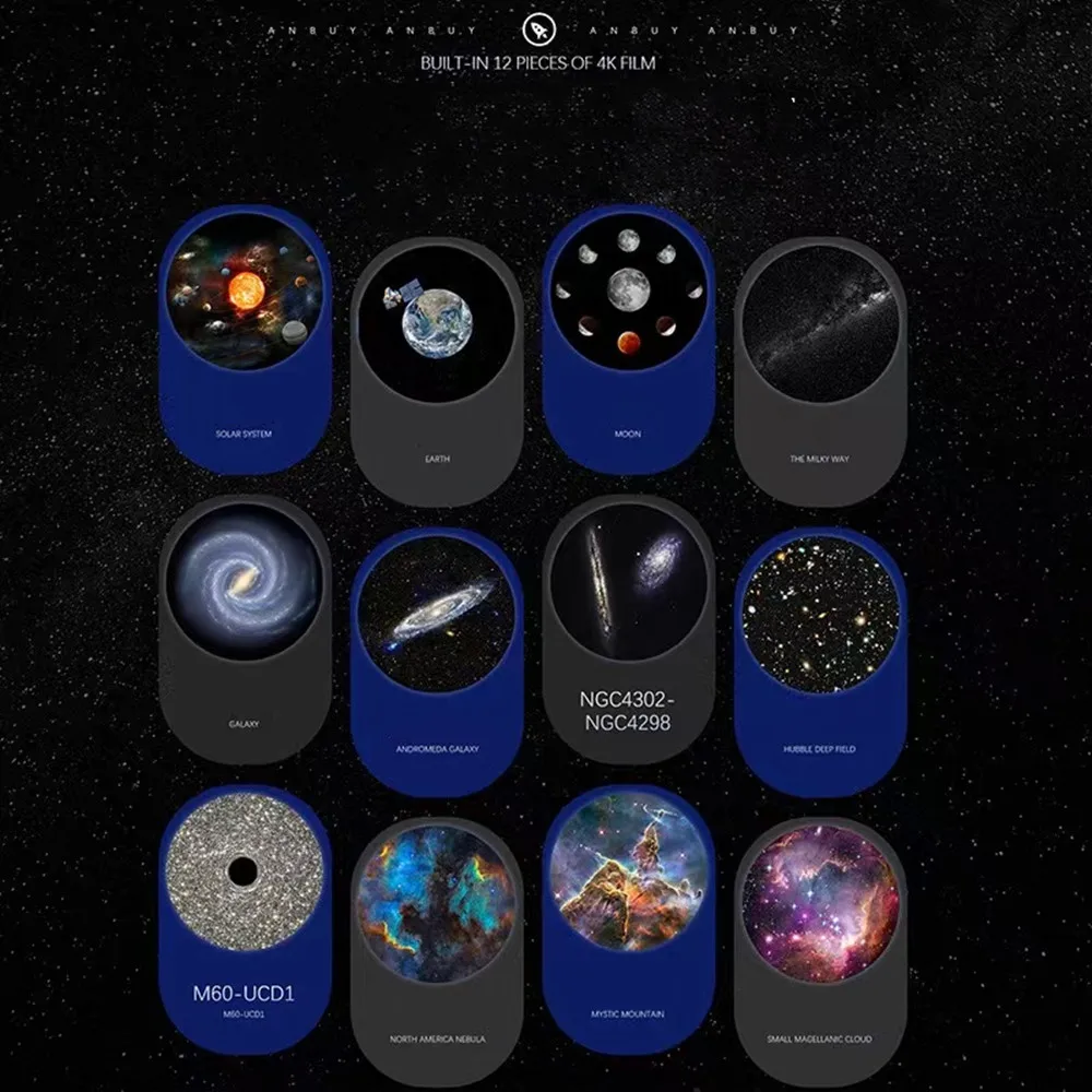 12 in 1 Realistic Planetarium Projector HD Sky Projector Star Moon Galaxy Night Light for Bedroom