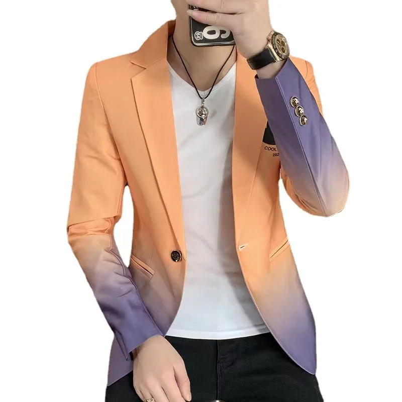 Floral Print Blazer Jacket Men Streetwear Mens Clothing Casual Suit Coat Male Slim Fit blazer masculino