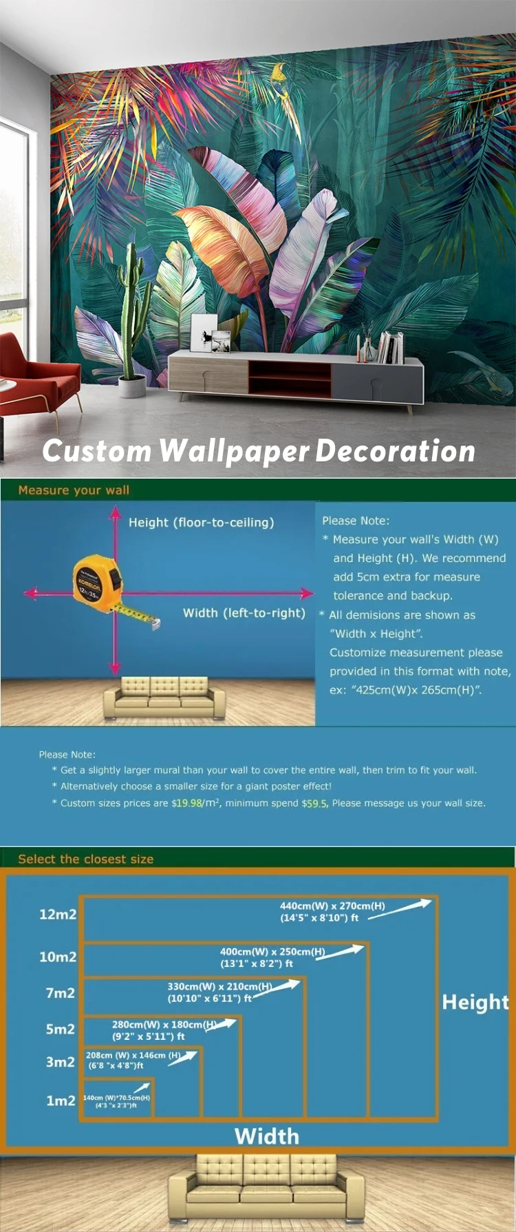 Custom 3D Mural Wallpaper for Restaurants and Shops
