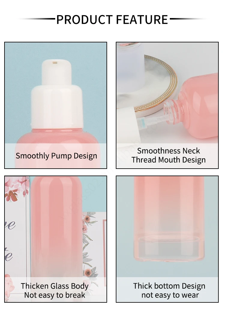 Luxury Empty Pink Cosmetic Packaging Glass Bottle Set 30ml 40ml 100ml 120ml Lotion Serum Glass Bottles Face Cream Jars Set supplier