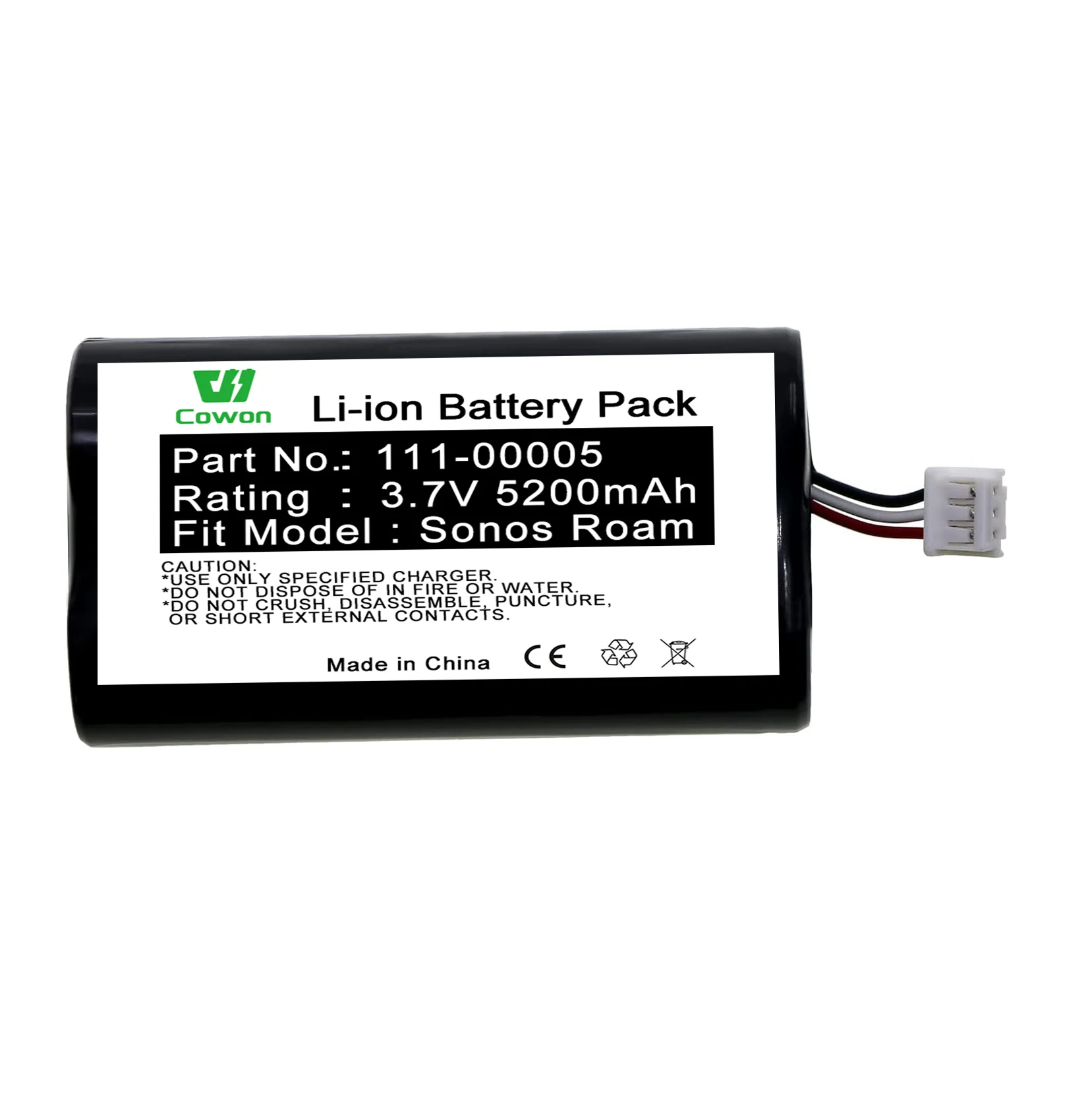 3.7V 5200mAh 19.24Wh Lithium Ion 111-00005 IP-038535-101 Sonos Roam Speaker Replacement Battery