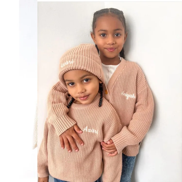 Hot Sale Spring Autumn 100 Cotton Solid Color Girls' Custom Knit Long