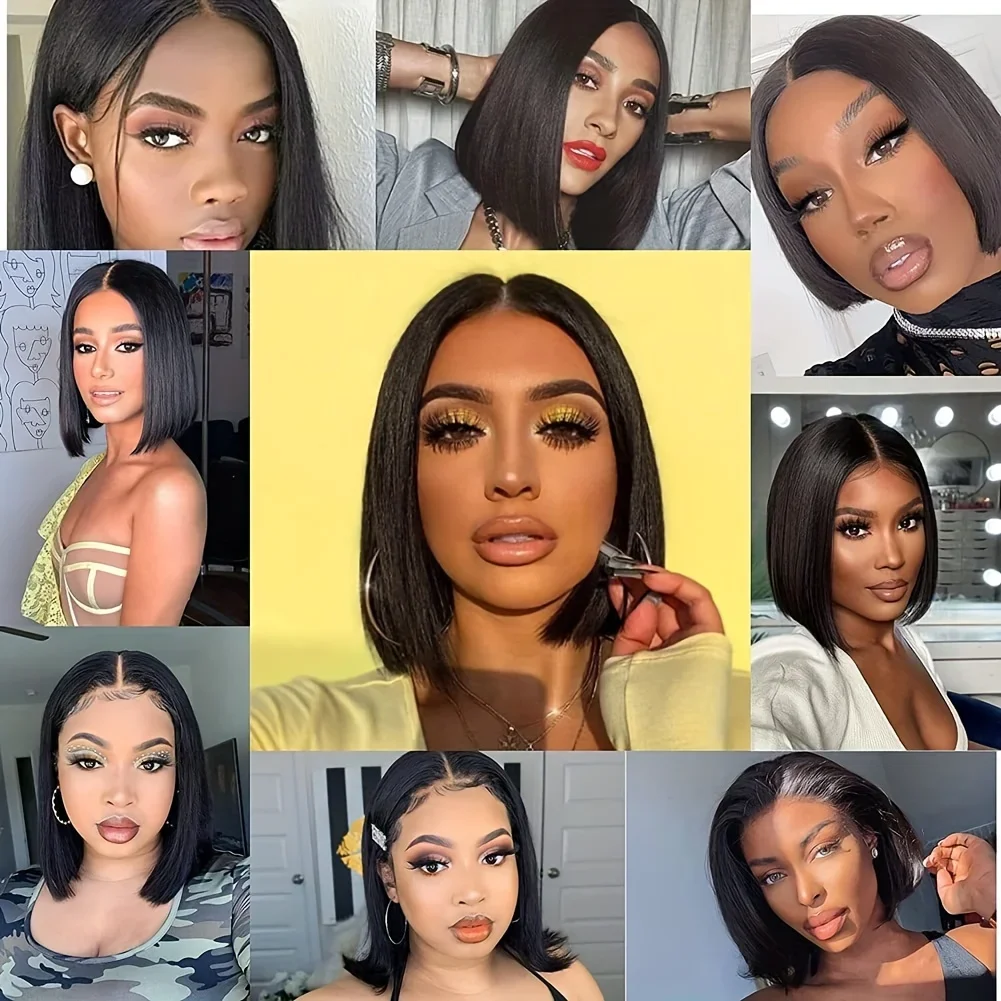 Parrucche corte Bob per capelli umani Parrucca frontale in pizzo brasiliano dritto per donne_voghion.com