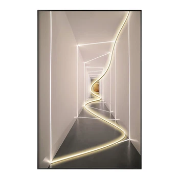 New arrival customizable wall arts abstract light home decor LED wall frame painting for living room