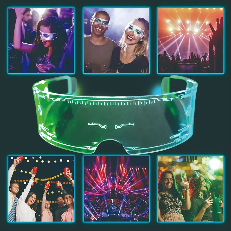 PT Hot Selling Custom Led Glasses for Adults Light up Toys Neon Party Luminous 2024