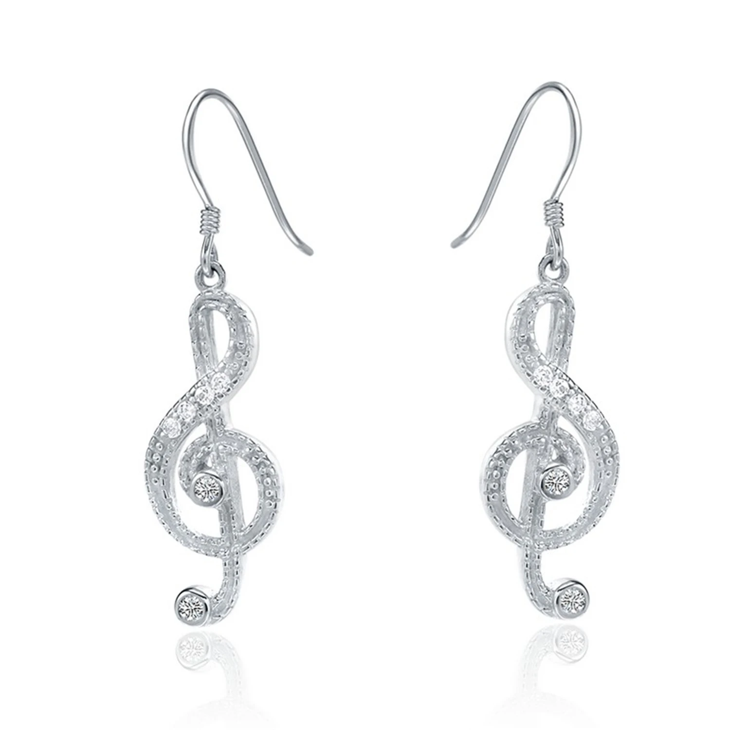 New Design Style 925 Sterling Silver Phonetic Symbols Pendant Bling CZ Women Long Drop Earrings Jewe(图3)