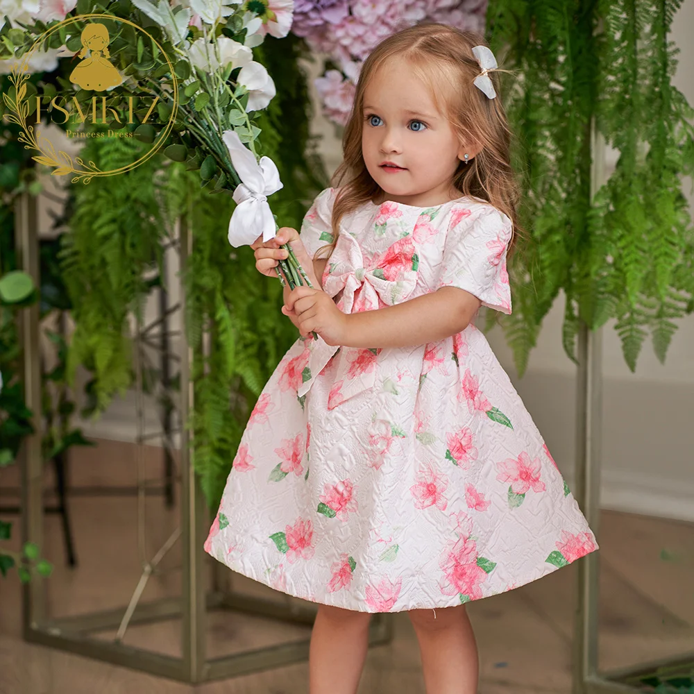 Floral Jacquard Babydoll Dress For Infant Girls' Summer Parties Odm