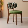 Walnut color+floral cloth backrest+fruit green cloth cushion
