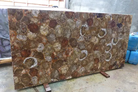 Brown fossil Stone Petrified Wood Semiprecious Stones Slab Table Price