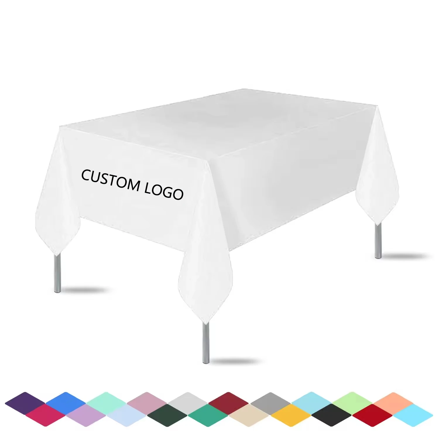 Factory Custom Heavy Duty Decorative Table Cloth Party Table Covers Plastic Disposable Tablecloths Handmade Square Modern Solid